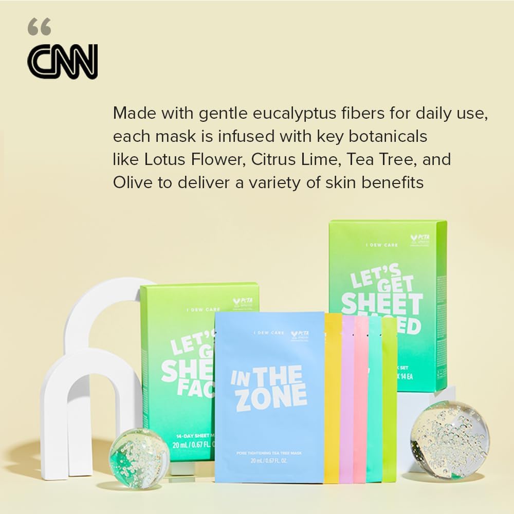 I DEW CARE Let's Get Sheet Faced máscaras faciales, 14 días de...