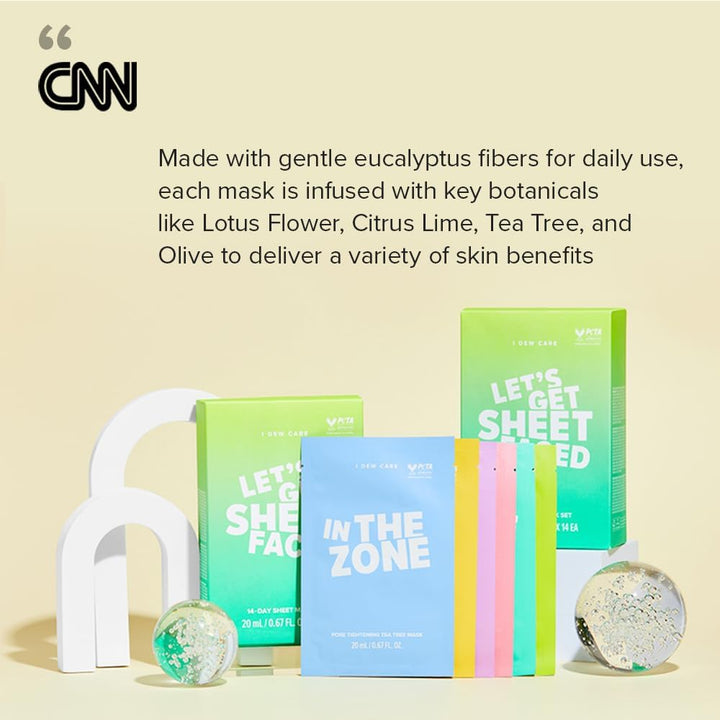 I DEW CARE Let's Get Sheet Faced máscaras faciales, 14 días de...