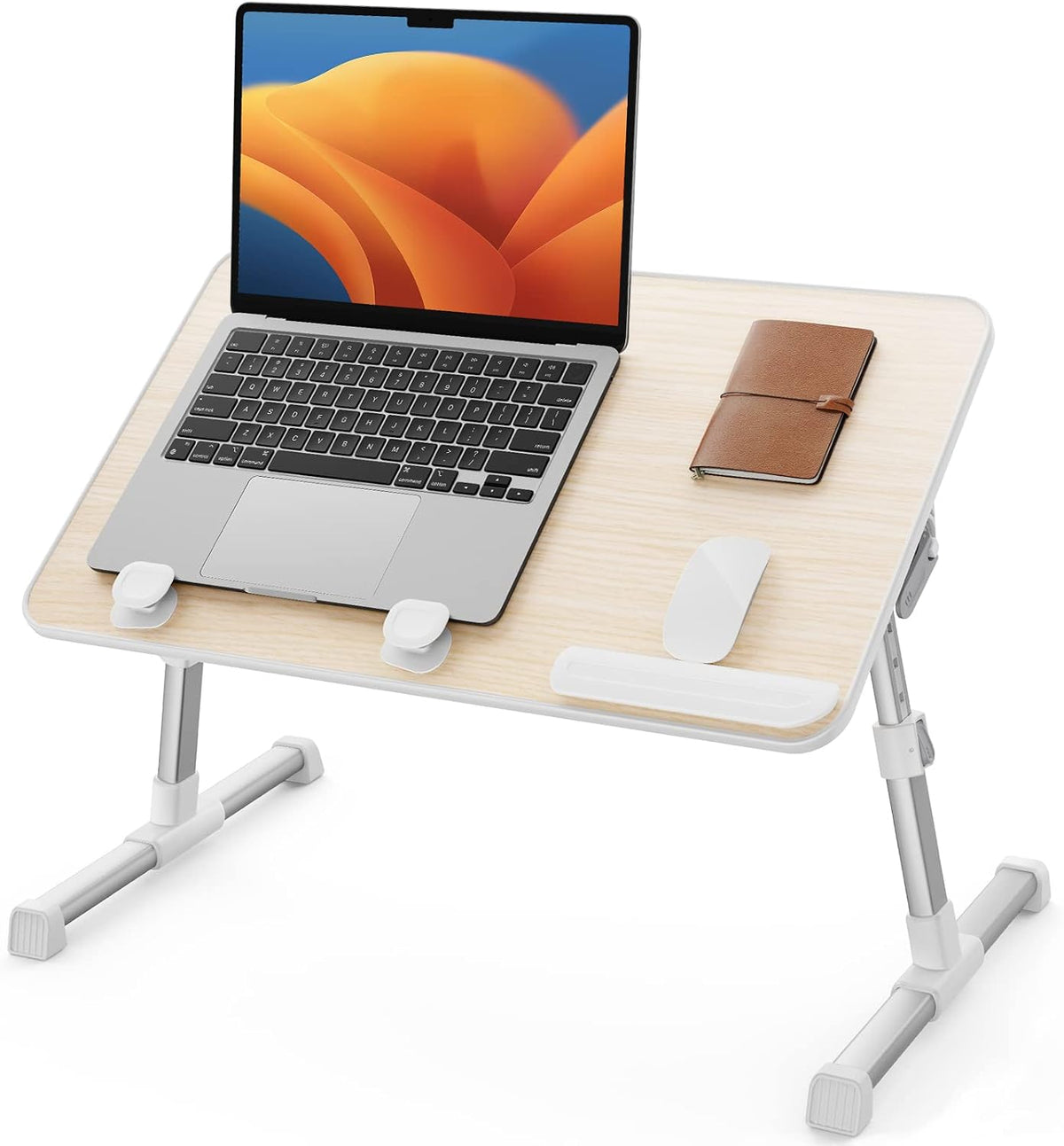 SAIJI Mesa de Cama para Laptop, Escritorio de Pie Ajustable para Oficina en Casa, Escritorio Portátil Ligero Plegable para Regazo para Sofá Sillón Suelo Trabajar Estudiar Leer Escribir Comer