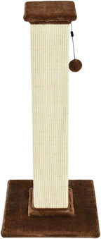 Amazon Basics Poste rascador alto para gatos con fibra de yute y alfombra marrón, grande, 15.75 pulgadas de largo x 15.75 pulgadas de ancho x 35.43 pulgadas de alto