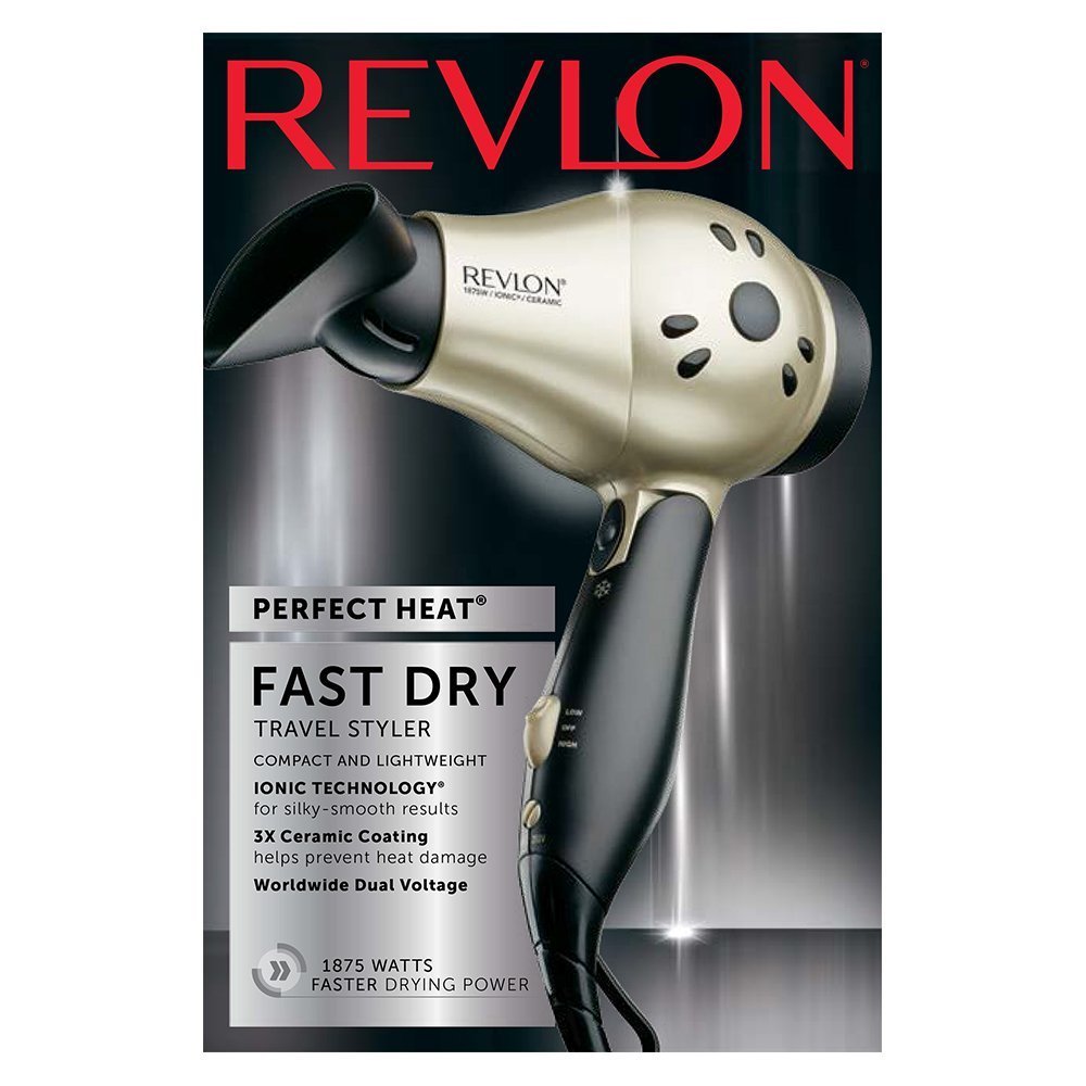 REVLON Secador de pelo compacto con mango plegable de 1875