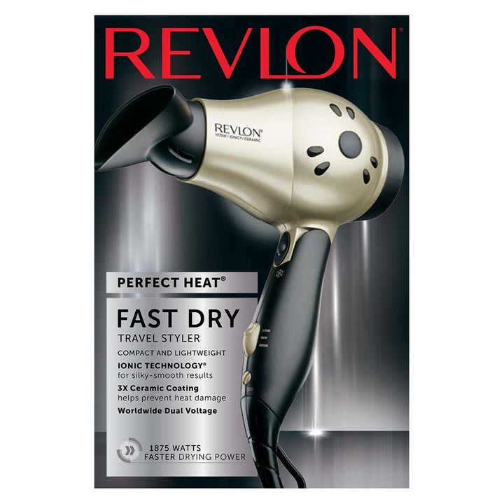 REVLON Secador de pelo compacto con mango plegable de 1875