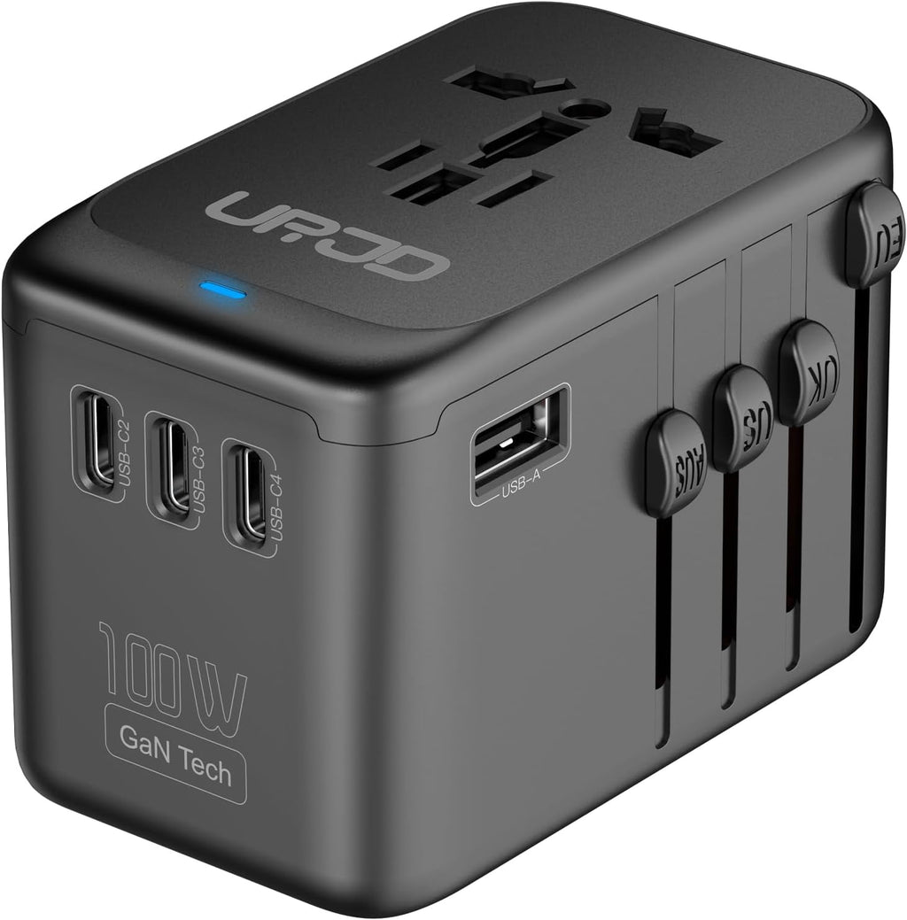 Adaptador de viaje universal 100W GaN cargador rápido en uno para
