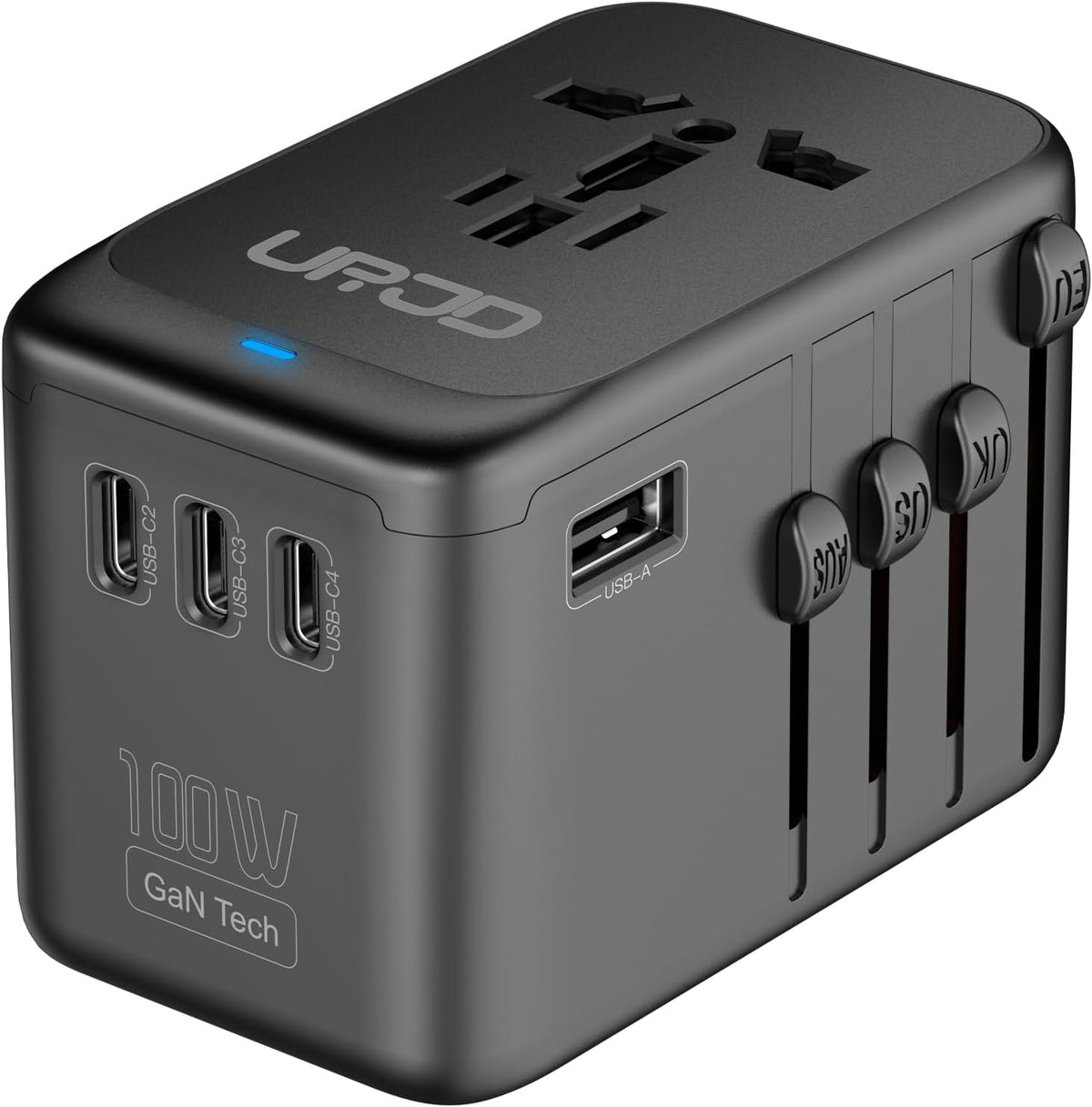Adaptador de viaje universal 100W GaN cargador rápido en uno para