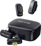Micrófono inalámbrico Hollyland Lark A1 Mini para iPhone 14/13/12, Negro, Mini Duo (Lightning RX)