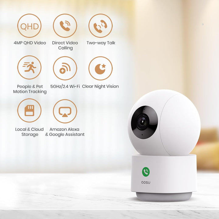 aosu Cámara de seguridad de 4MP para interiores, monitor de bebé de...