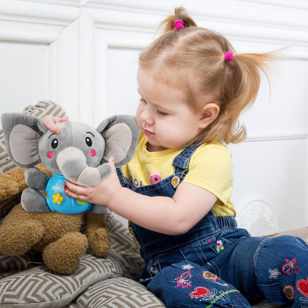 STEAM Life Peluche Musical Elefante con Luces, Bebés 0-36 Meses, Gris