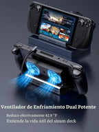 Estación de acoplamiento 10 en 1 para Steam Deck OLED y ROG Ally X y Legion Go & Switch 2, ventilador de refrigeración dual 5 puertos USB, HDMI 2.0 4K a 60Hz, puerto de carga de 100 W compatible con modo ROG Ally 30W, Gigabit Ethernet, SD/TF