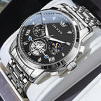 OLEVS Relojes para hombres Luxurious vestimenta acero inoxidable resistente al agua cronógrafo