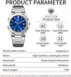 Relojes de negocios de cuarzo de acero inoxidable de cara grande de