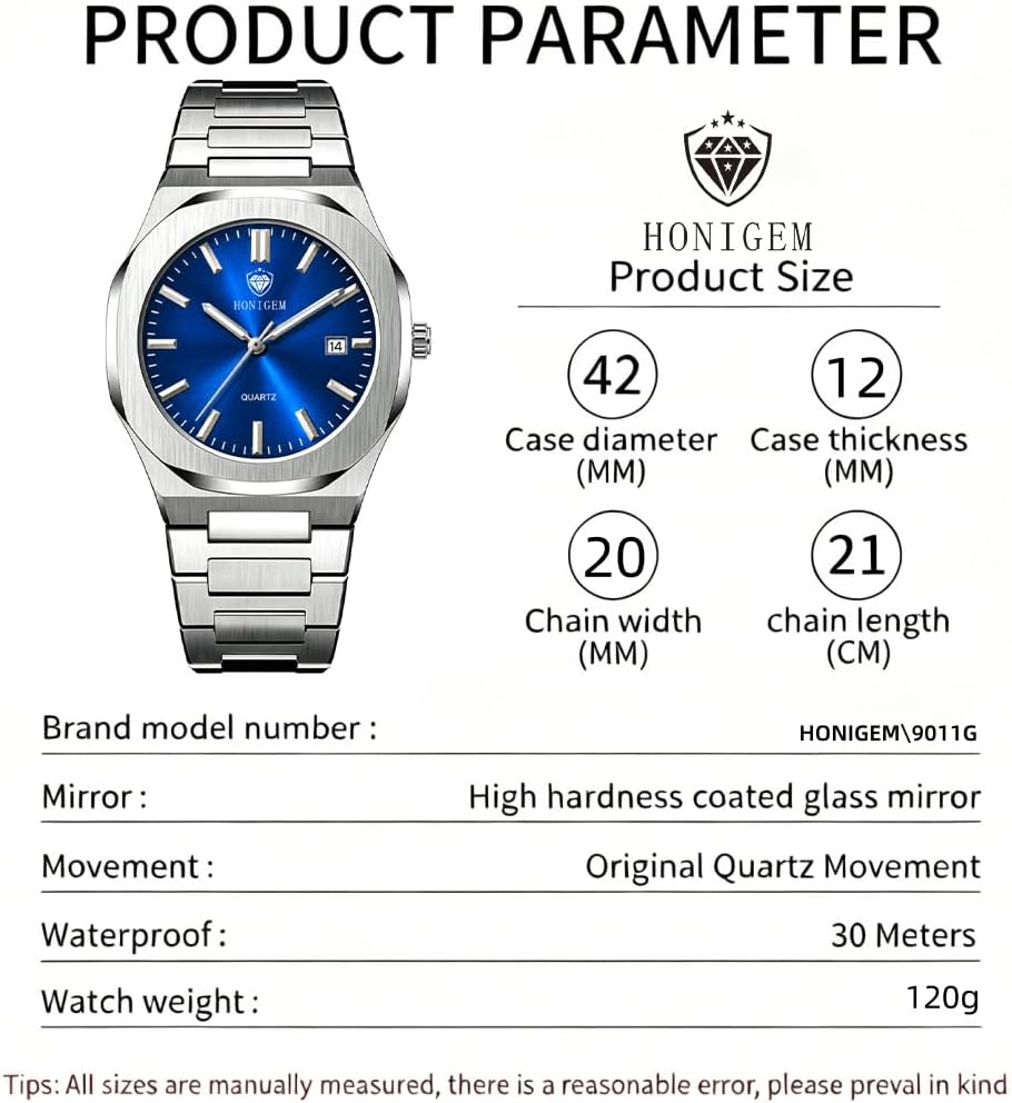 Relojes de negocios de cuarzo de acero inoxidable de cara grande de