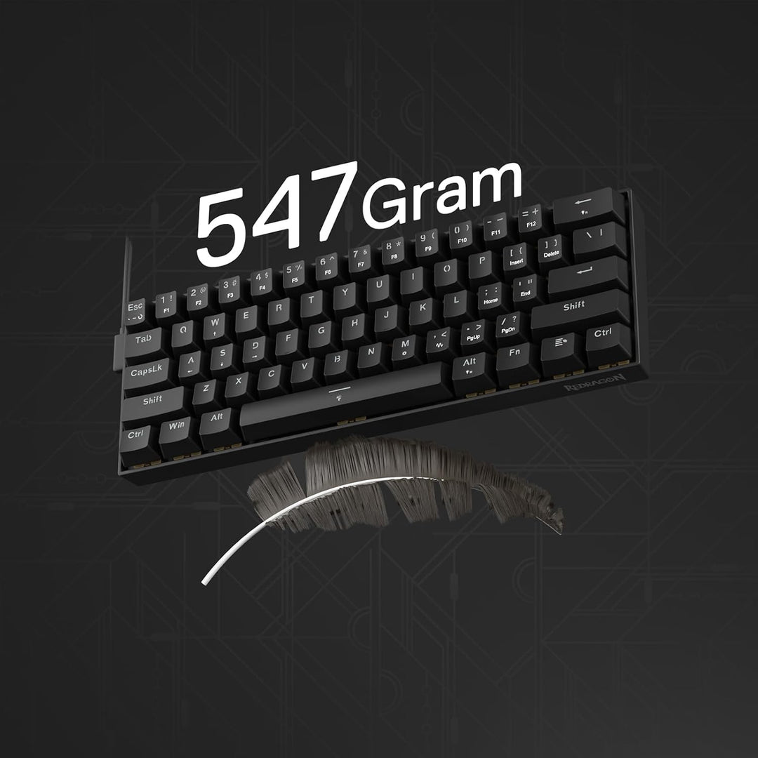 Redragon K617 HE Teclado Gaming de Activación Rápida, 60% 61 Teclas...