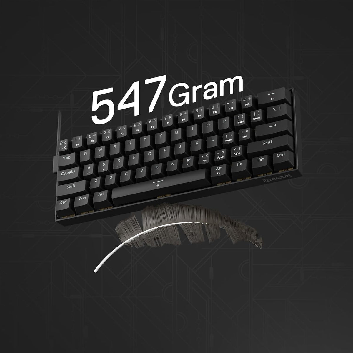 Redragon K617 HE Teclado Gaming de Activación Rápida, 60% 61 Teclas...