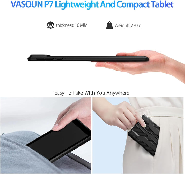 VASOUN Tablet Android 14 de 7 pulgadas, 8 GB de RAM 64 GB ROM, Octa...