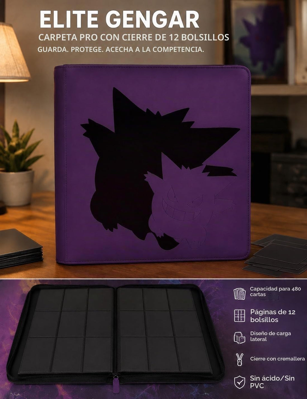 Ultra PRO - Elite Gengar Zippered PRO-BINDER de 12 bolsillos