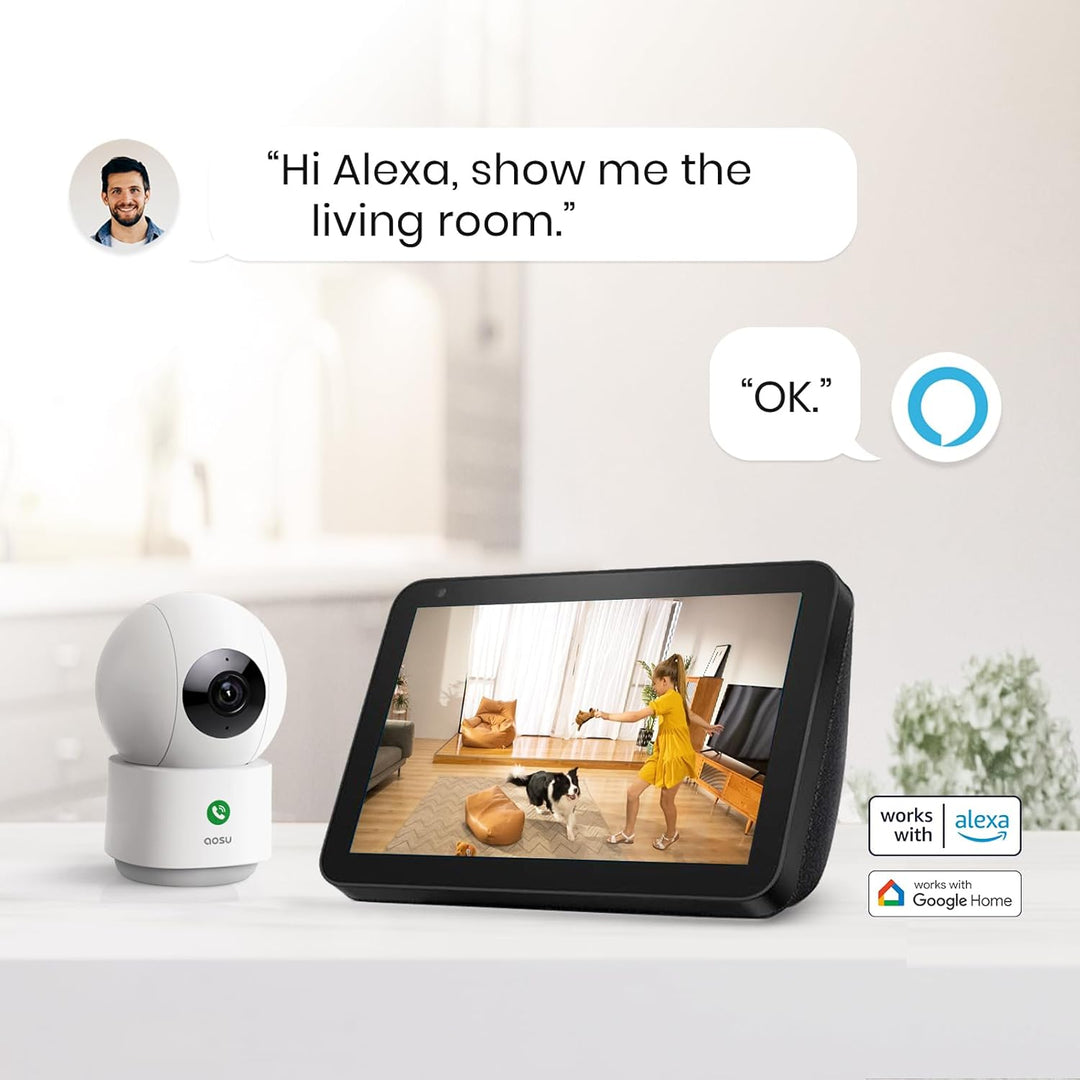 aosu Cámara de seguridad 2K para interiores, monitor de bebé, cámar...