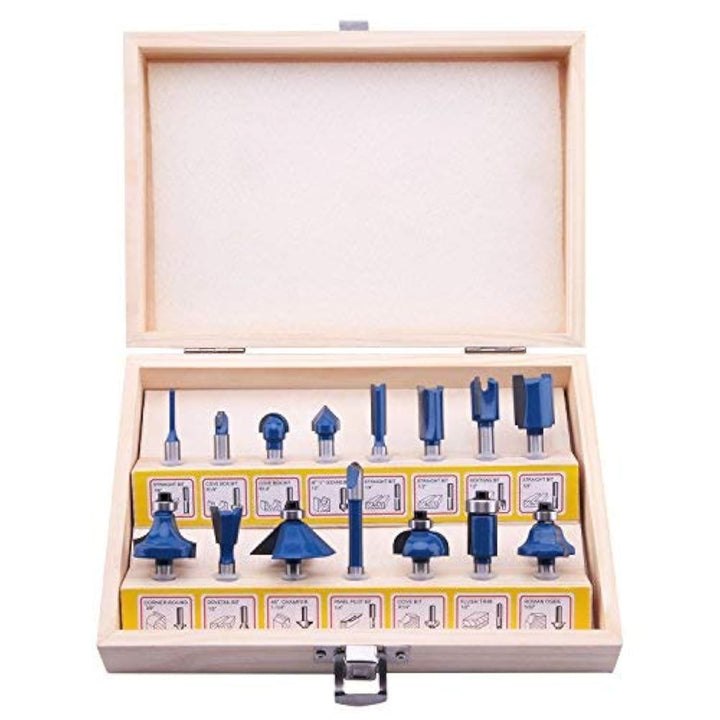 LU&amp;MN Brocas de enrutador con punta de carburo (15 piezas) con...
