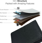 Cartera plegable de tamaño completo con bloqueo RFID con 8 ranuras, 1 bolsillo para llaves, divisor de efectivo y ventana de identificación grande, viene con caja de regalo ecológica, Negro