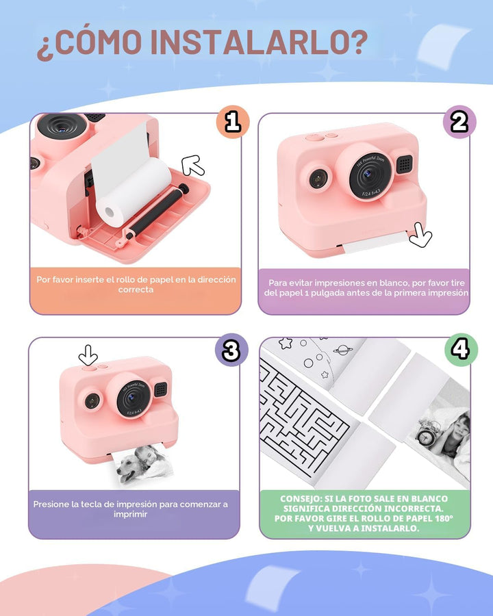 Dylanto - Cámara de impresión instantánea para niños, de 1080p, reg...