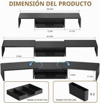 Soporte elevador para monitor doble con cajón y 2 soportes para