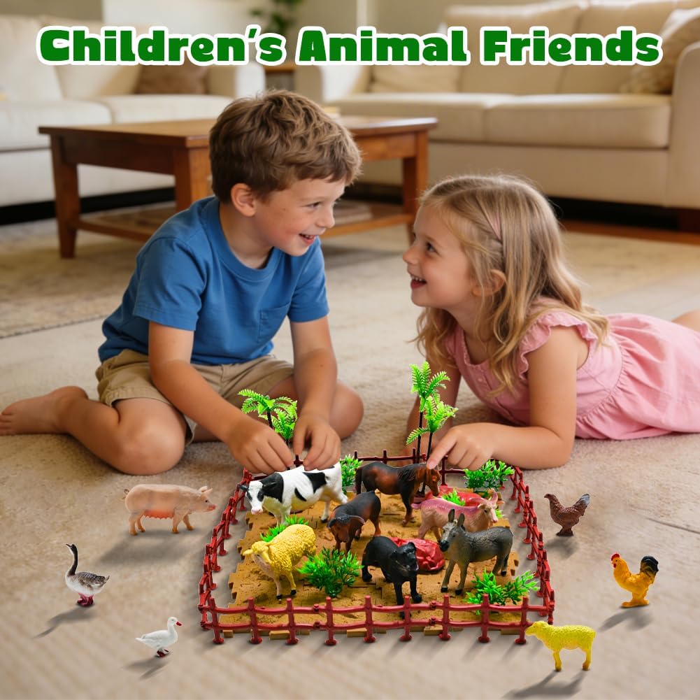 BOLZRA Figuras de animales de granja, juguetes realistas de animale...