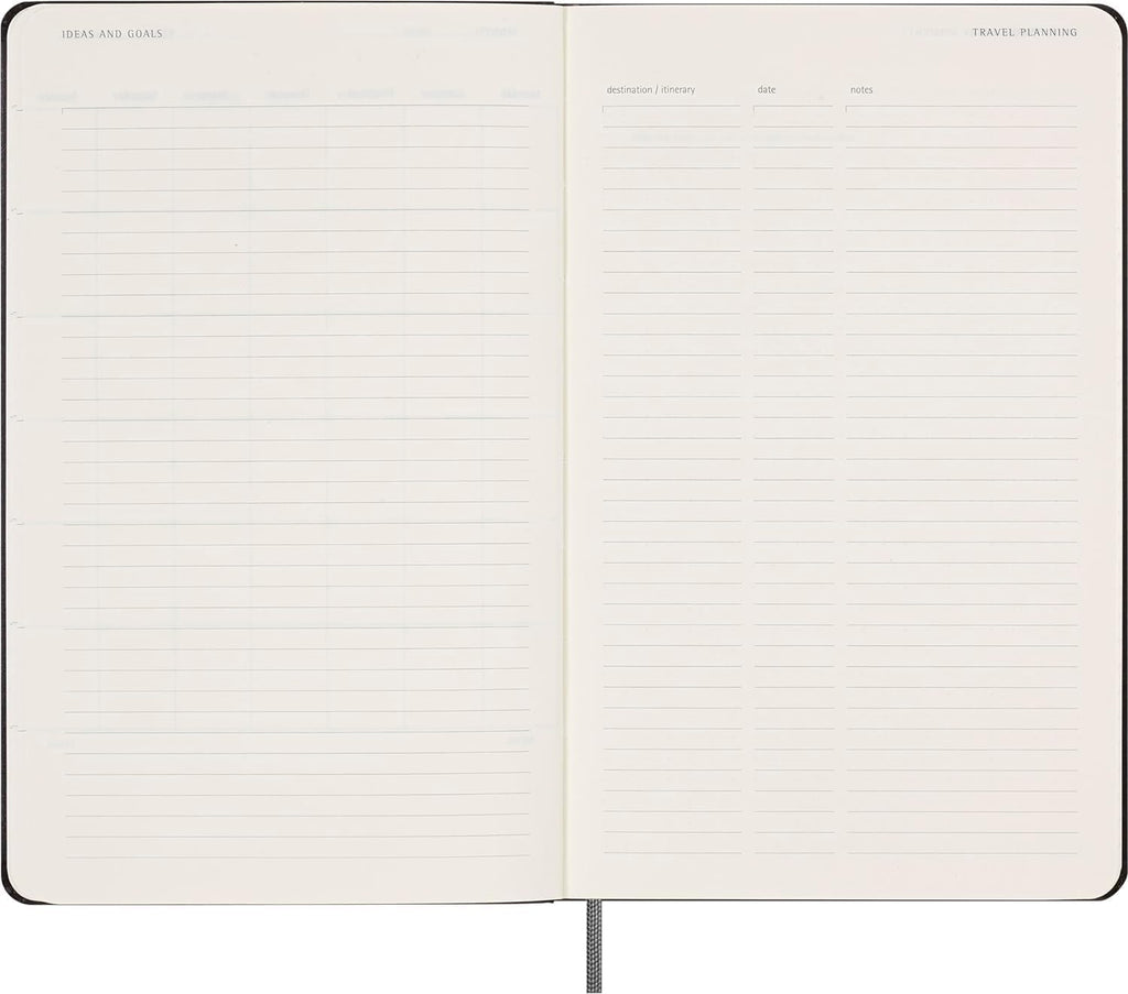 Moleskine Agenda semanal clásica sin fecha, tapa dura, grande (5 x 8.25 pulgadas), negro, 288 páginas