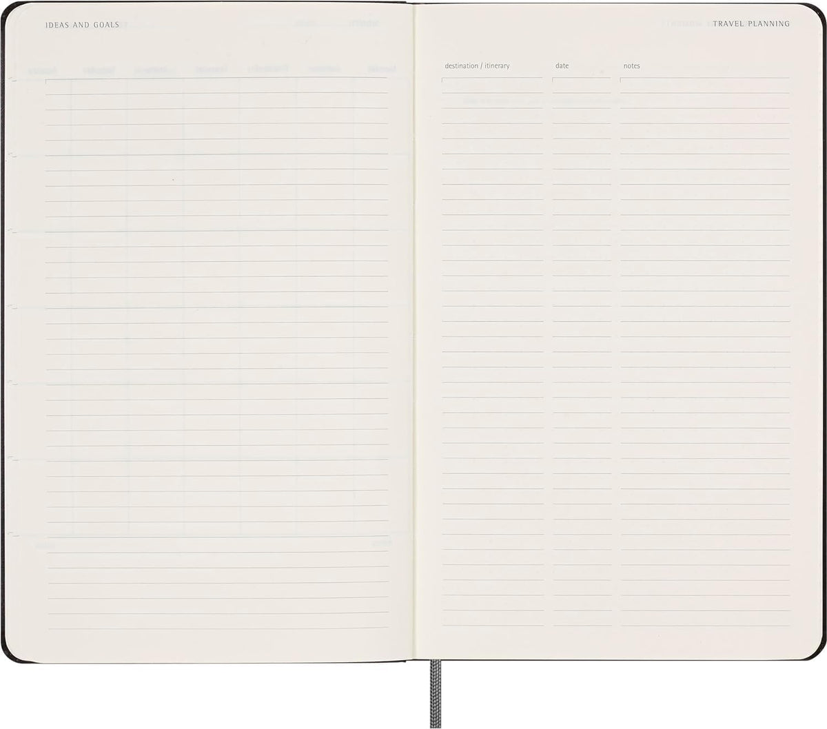 Moleskine Agenda semanal clásica sin fecha, tapa dura, grande (5 x 8.25 pulgadas), negro, 288 páginas