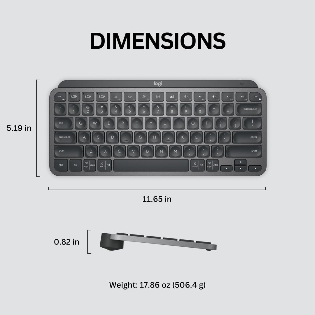 Logitech MX Keys Mini - Teclado minimalista, iluminado, inalámbrico...