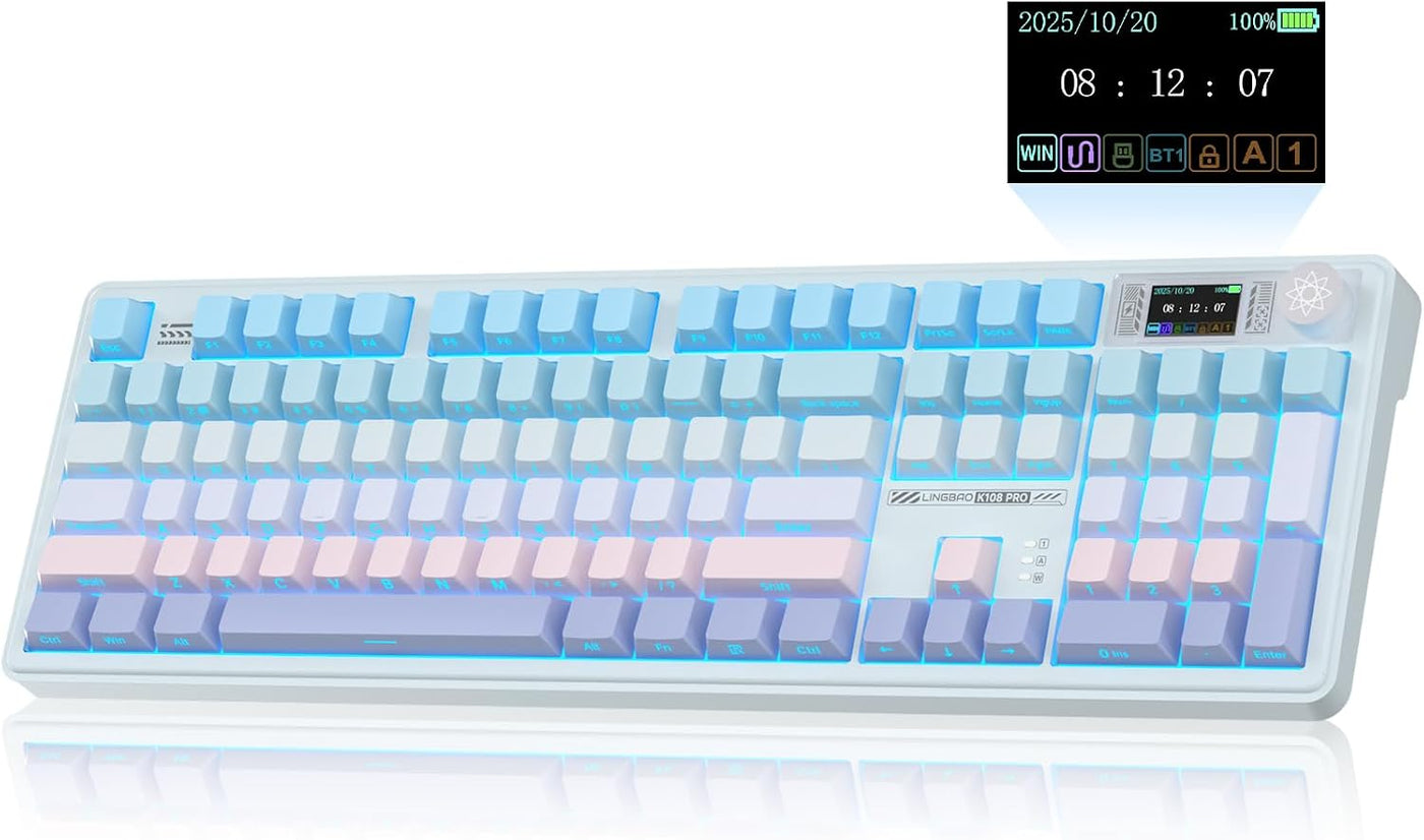CORBOBO LINGBAO K108 Pro Teclado mecánico inalámbrico con pantalla...