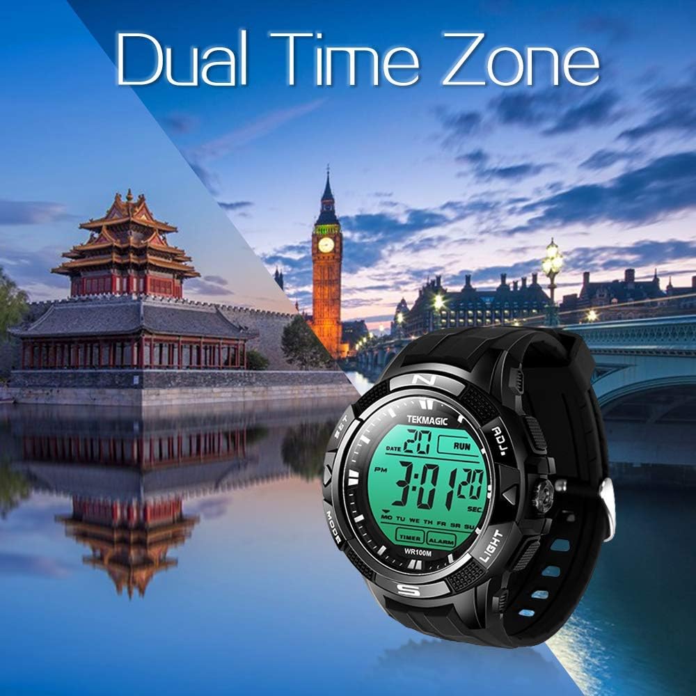 10 ATM Reloj digital sumergible unisex para adultos, resistente al agua hasta 100 m, para buceo, natación, deporte, con función de cronómetro y alarma, pantalla LCD luminosa