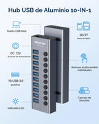 WENTER, hub USB 3.0 de 10 puertos, alimentado, adaptador 12V/3A