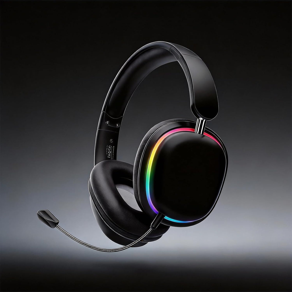 Auriculares inalámbricos Bluetooth sobre la oreja con chip 5.3, tiempo de reproducción de 20 horas, controladores de 1.575 in, diseño plegable y ligero, iluminación RGB, micrófono dual para