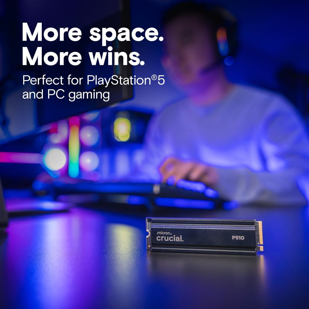 Crucial P510 PCIe Gen5 NVMe 2TB SSD con disipador de calor, hasta 1...