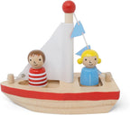 Jack Rabbit Creations Barco de juguete de madera - Juguete de baño flotante