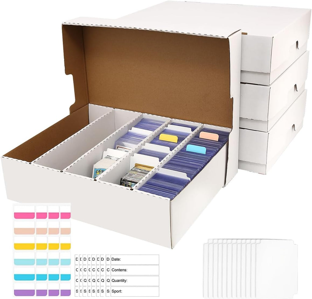 Caja de tarjetas deportivas de 5 filas y 3200 unidades, caja de almacenamiento de tarjetas de cartón con divisor a granel, caja de almacenamiento de tarjetas de béisbol, caja de