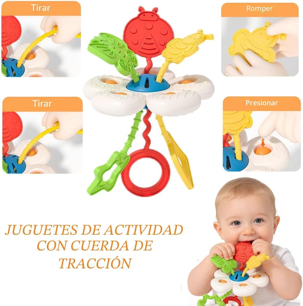 Juguetes para bebés de 6 a 12 meses, juguetes Montessori para niños de 1 año, juguete mordedor de cuerda de silicona, bloques de construcción apilables, juguete infantil infantil de 0 a 3, sensor de cubo de forma, juego de regalos para bebés y niñas