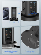 Estación de Carga USB de 115W, Torre de regleta con 9 tomas AC y 8 USB