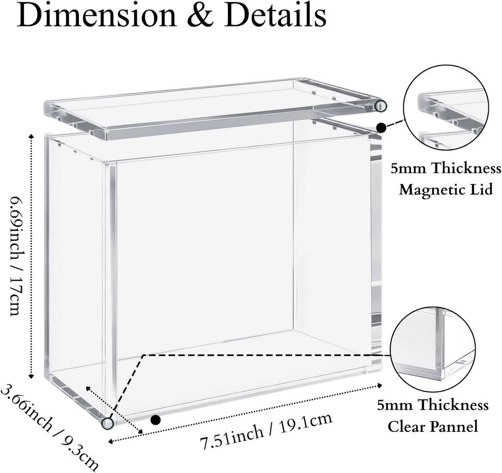 Paquete de 2 fundas protectoras de acrílico ETB, protector de caja Elite Trainer, impermeable, resistente a los arañazos, apilable con acrílico de 0.315 pulgadas de grosor, tapa magnética