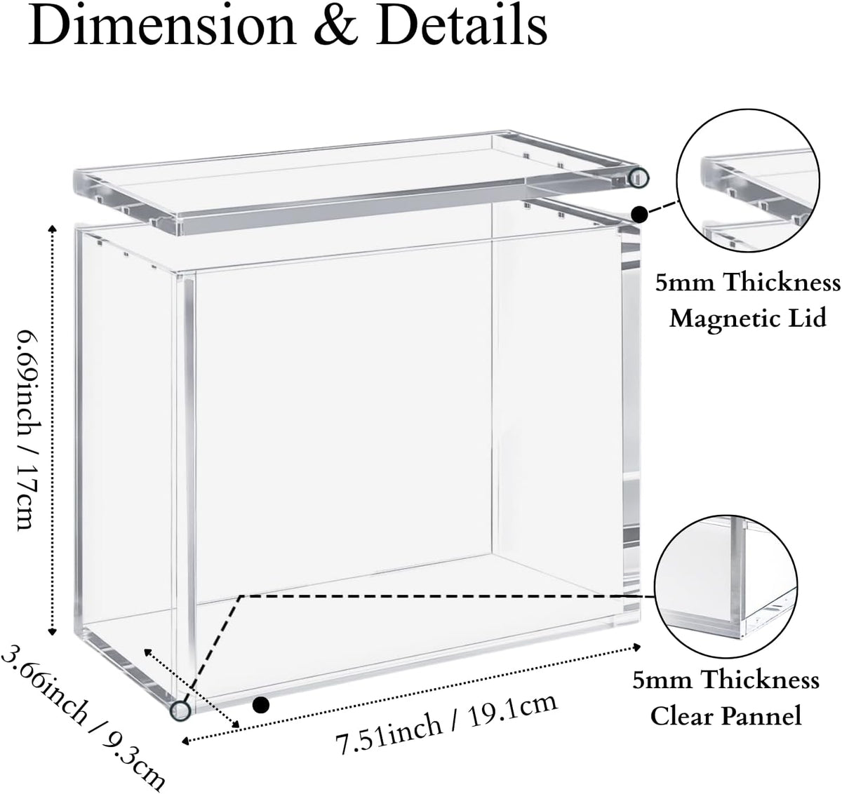 Paquete de 2 fundas protectoras de acrílico ETB, protector de caja Elite Trainer, impermeable, resistente a los arañazos, apilable con acrílico de 0.315 pulgadas de grosor, tapa magnética