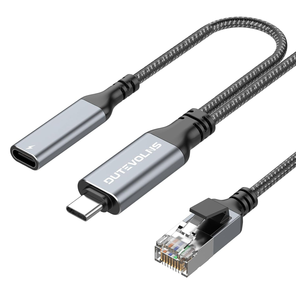 Cable USB-C a Ethernet y carga de 60 W de 10 pies, USBC PD y Gigabit LAN 2