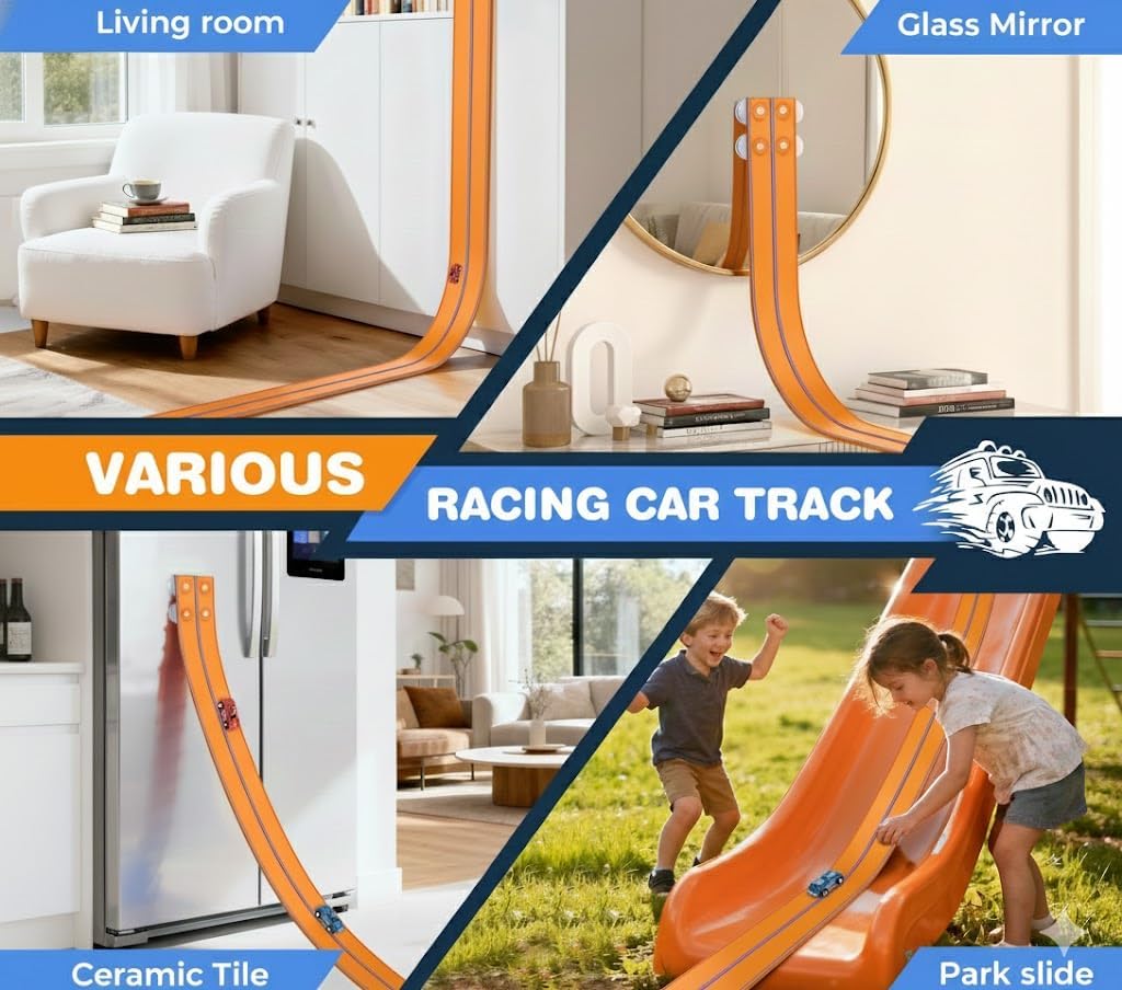 DKOXT Pista de carreras flexible de 15 pies para niños, juego de pi...