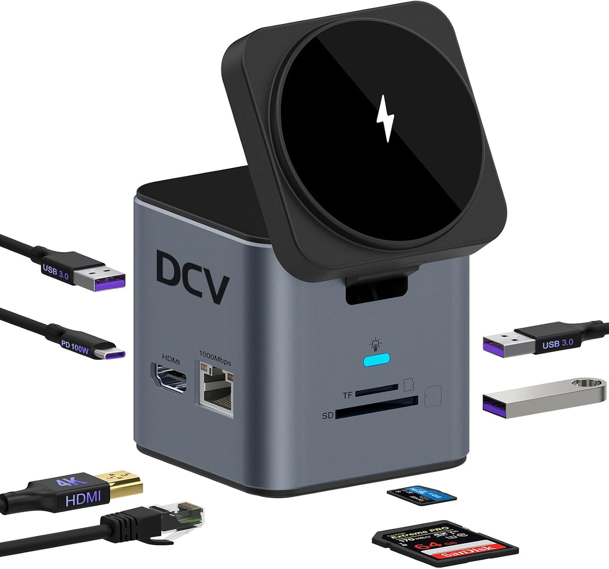 Estación de acoplamiento USB C para laptop, concentrador 9 en 1 con