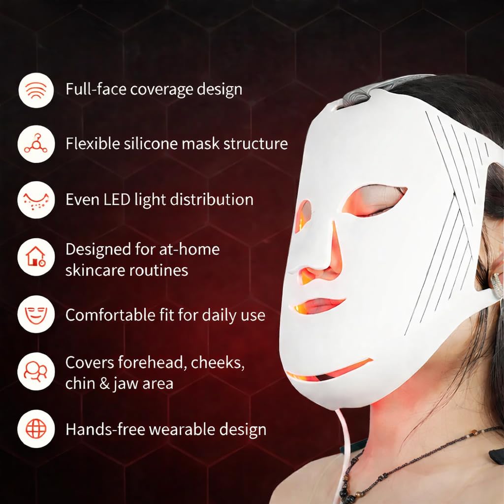 Máscara de terapia de luz roja para cara, máscara facial LED para t...