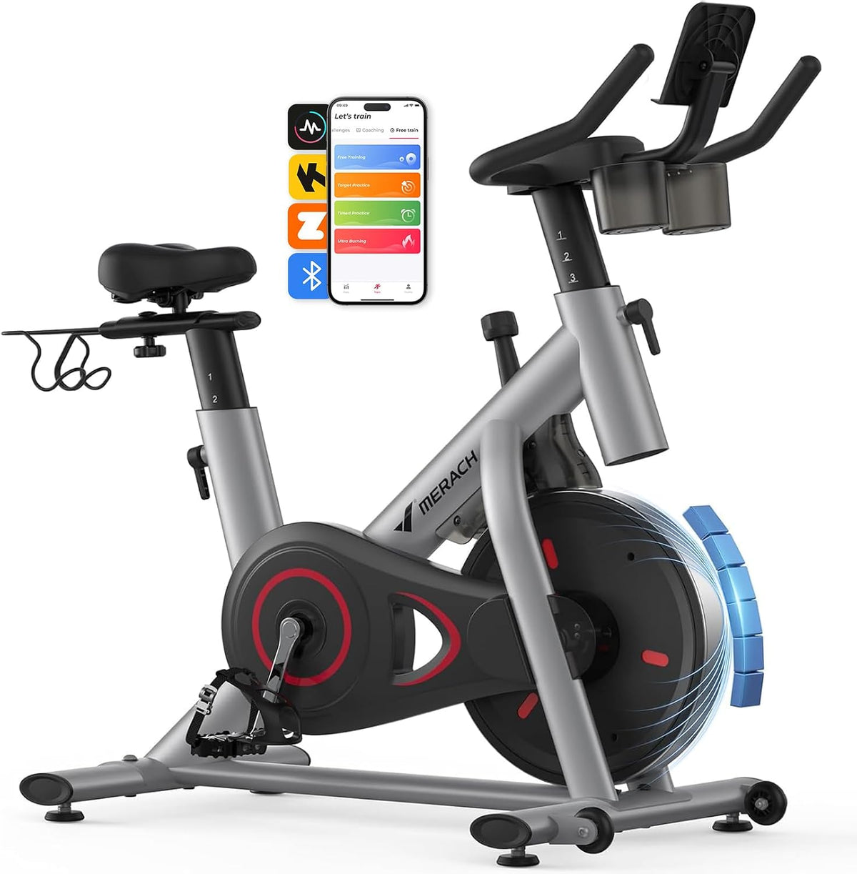 MERACH Bicicleta de ejercicio estática magnética para uso en casa con APP