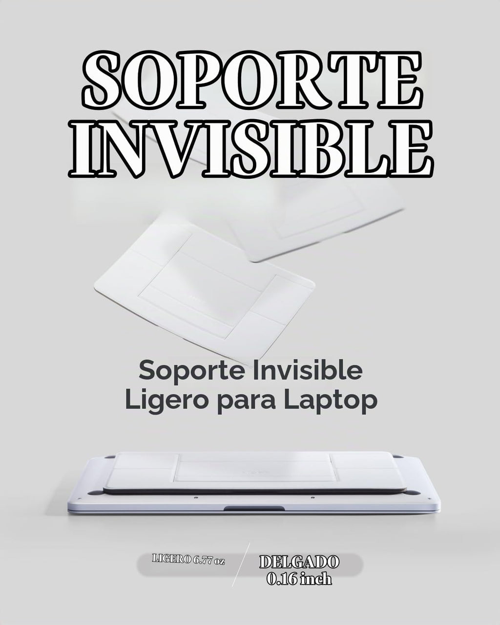 MOFT Soporte Invisible para Laptop de Escritorio, Soporte para Tableta y Computadora Sin Adhesivo con Doble Ángulo, Soporte Elevador de Laptop Plegable y Portátil, Compatible con Tabletas de 7-11" y