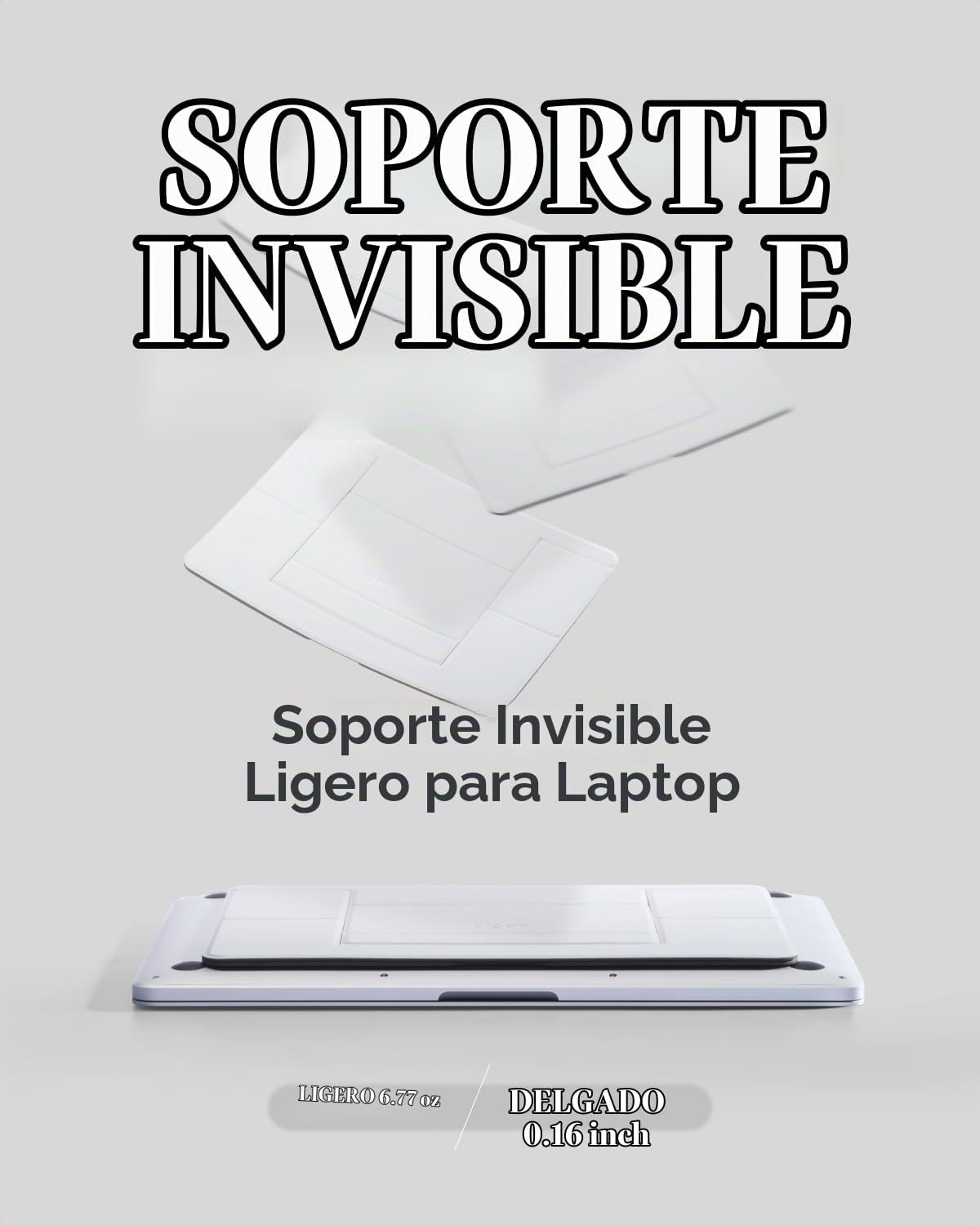 MOFT Soporte Invisible para Laptop de Escritorio, Soporte para Tableta y Computadora Sin Adhesivo con Doble Ángulo, Soporte Elevador de Laptop Plegable y Portátil, Compatible con Tabletas de 7-11" y