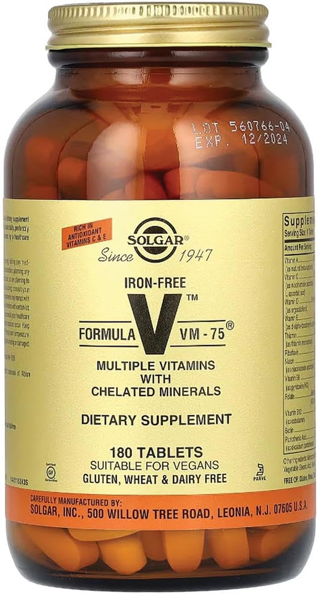 Solgar Fórmula sin hierro VM-75, 180 tabletas \u2013 Multivitamínic...