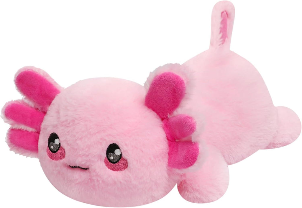 Animales de peluche con peso de ajolote calentado, 2.2 libras de felpa con peso de ajolote para microondas con bonita almohadilla térmica, animal de almohada cálida sin perfume para el período, mujeres, niñas, niños, adultos, regalo de cumpleaños de 16