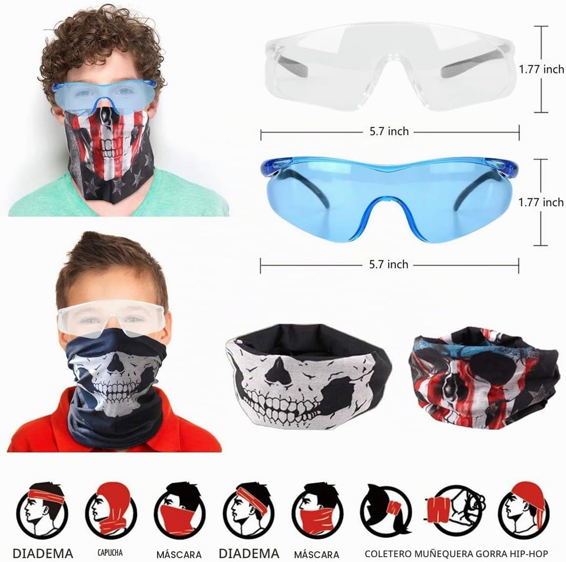 2 juegos de chaleco táctico Exsport, 2 chaquetas tácticas de élite para pistola Pack N-Strike 2 manos de muñeca, 2 clips de recarga rápida, 2 anteojos de protección y 2 máscaras para niños