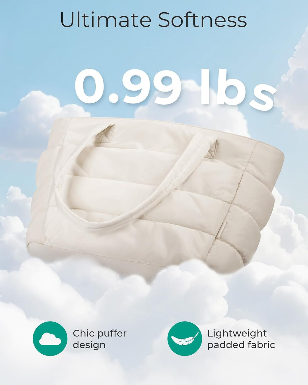 BAGSMART - Bolso de mano hinchado para mujer, bolso de trabajo ligero